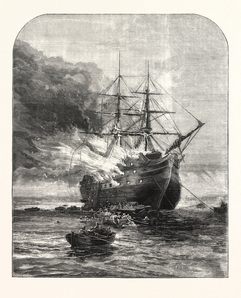 Detail of Destruction of the Goliath Training Ship, Off Grays, Essex, by Fire, 1876 by Anonymous