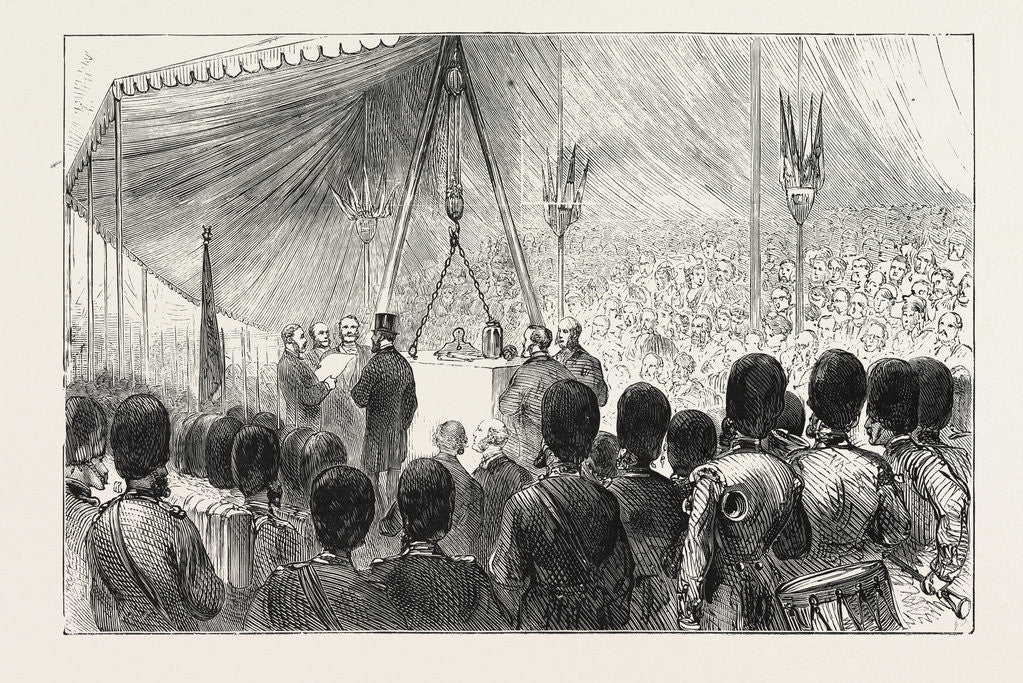 Detail of H.R.H. The Duke of Edinburgh Laying the Foundation Stone of the New National Opera House, Victoria Embankment. London by Anonymous
