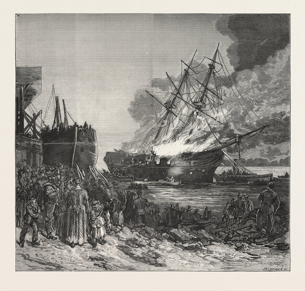 Detail of Burning of the Marine Society's Training-Ship the Warspite, Off Charlton by Anonymous