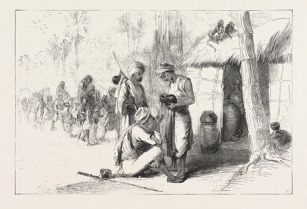 Detail of Travelling in India: Wayside Shed for Supplying Travellers with Water by Anonymous