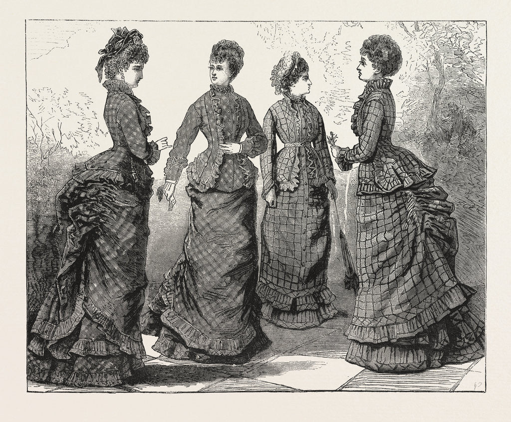 Detail of Continental Basque, Long Round Overskirt, and Walking Skirt, Back and Front, Fashion for April by Anonymous