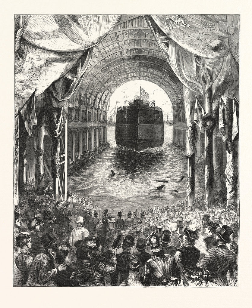 Detail of Launch of H.M.S. Inflexible, at Portsmouth: The Vessel Leaving the Ways by Anonymous