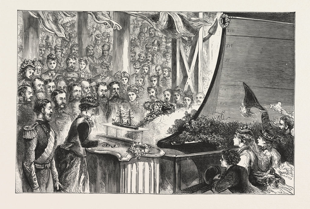 Detail of The Princess Louise at Portsmouth, Christening of the Inflexible by Anonymous