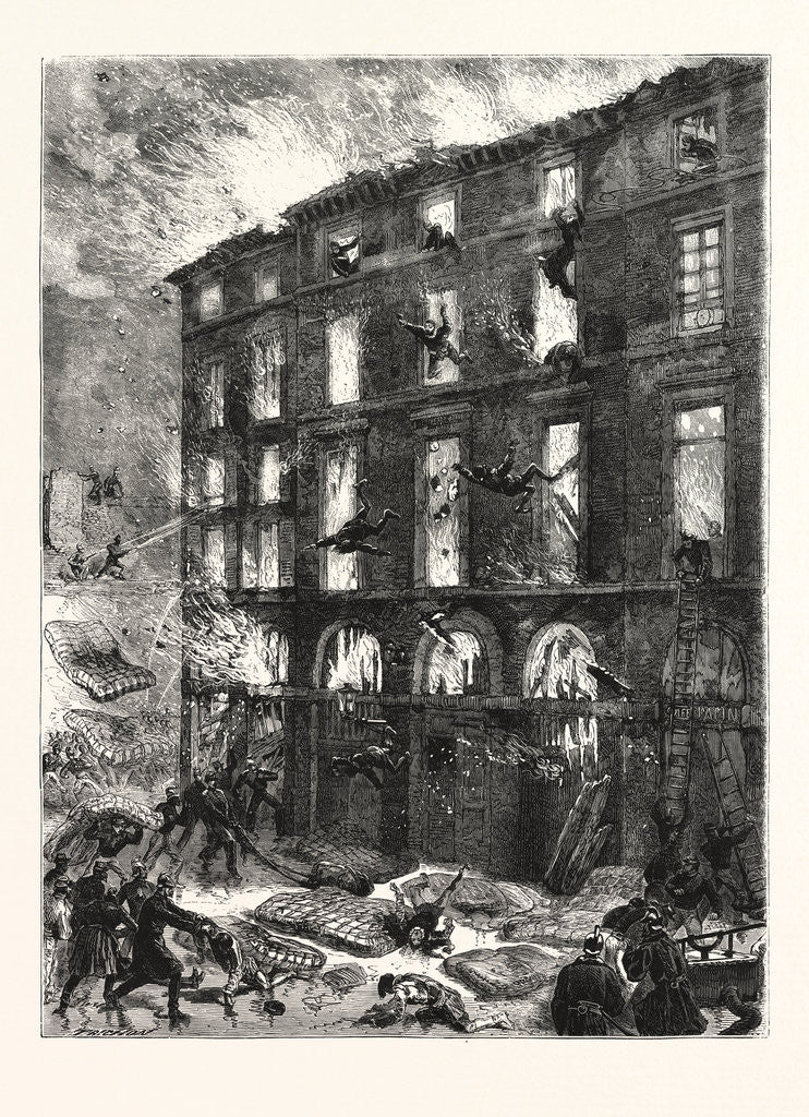 Detail of Destruction of the Theatre Des Arts, Rouen, by Fire, France by Anonymous