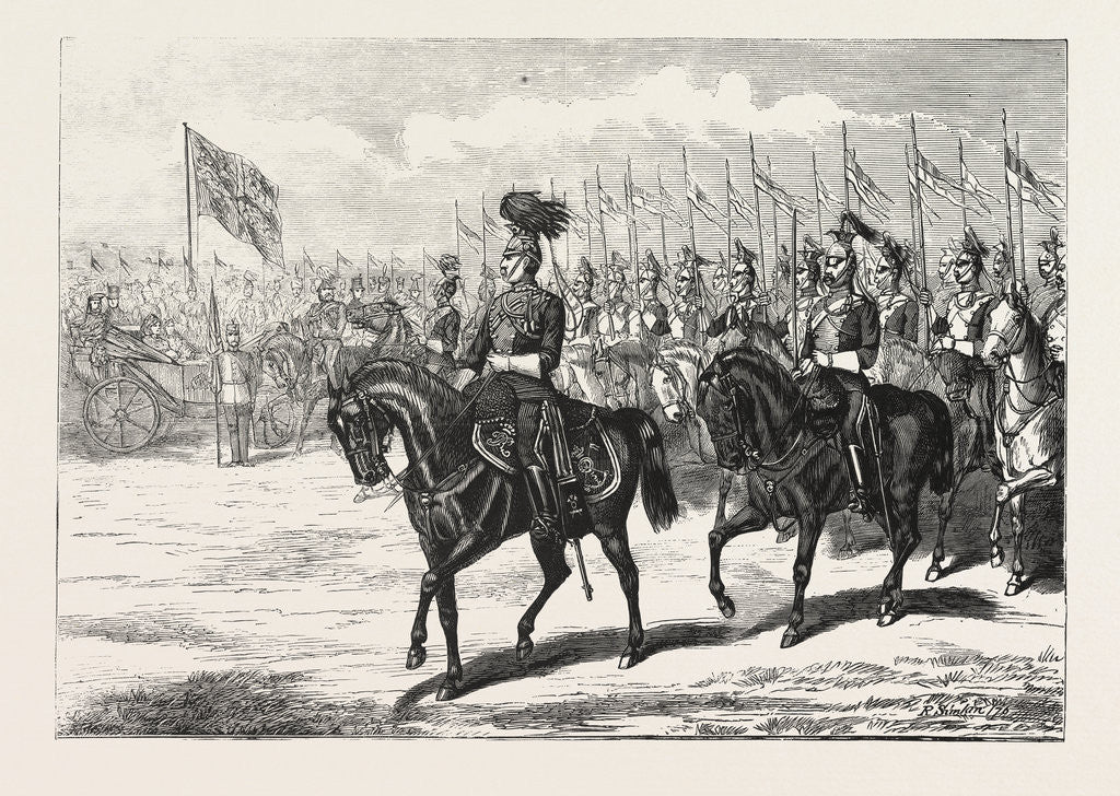 Detail of Grand Review at Aldershot Before Her Majesty the Queen, March Past of the 5th Royal Irish Lancers by Anonymous