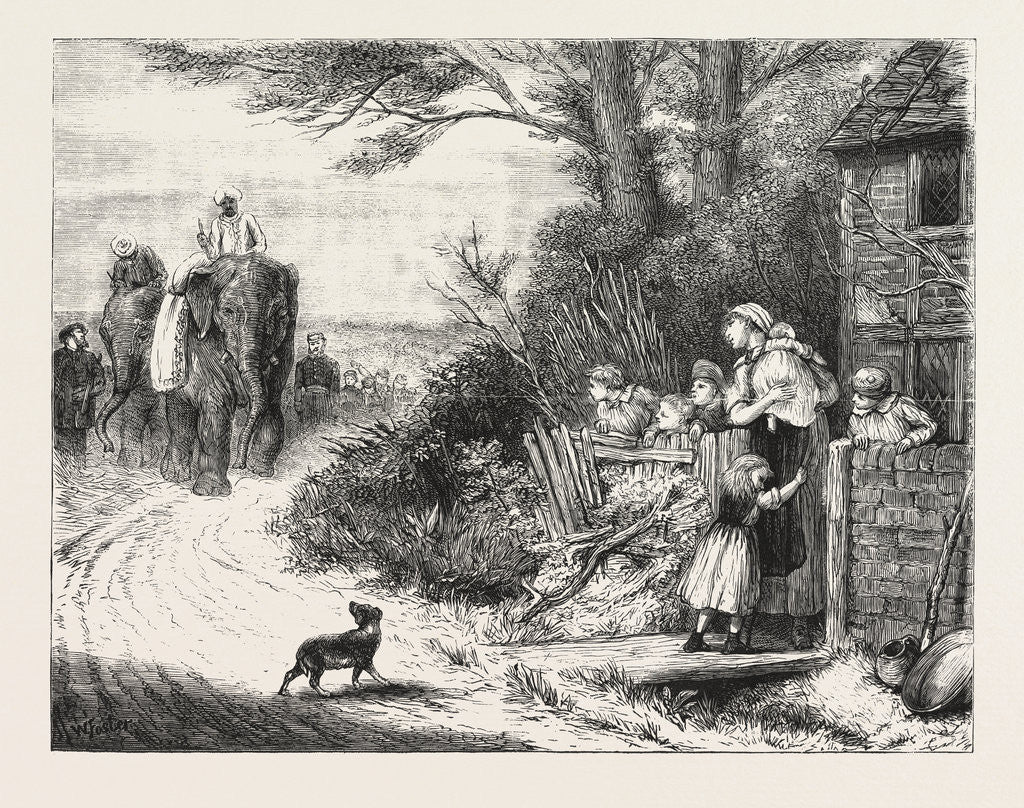 Detail of The Prince of Wales's Menagerie, the Elephants  Salar and Jung Being Brought to London by Road by Anonymous