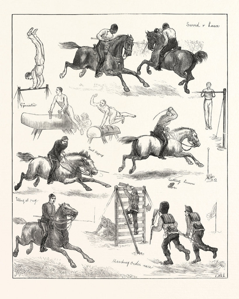 Detail of Pen-and-Ink Sketches at the Grand Military Athletic Meeting at Lillie Bridge by Anonymous