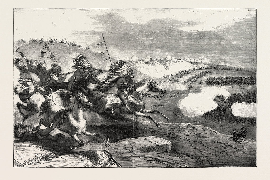 Detail of The Sioux War in America a Troop of Indians Charging Colonel Royall's Detachment of Cavalry, United States by Anonymous