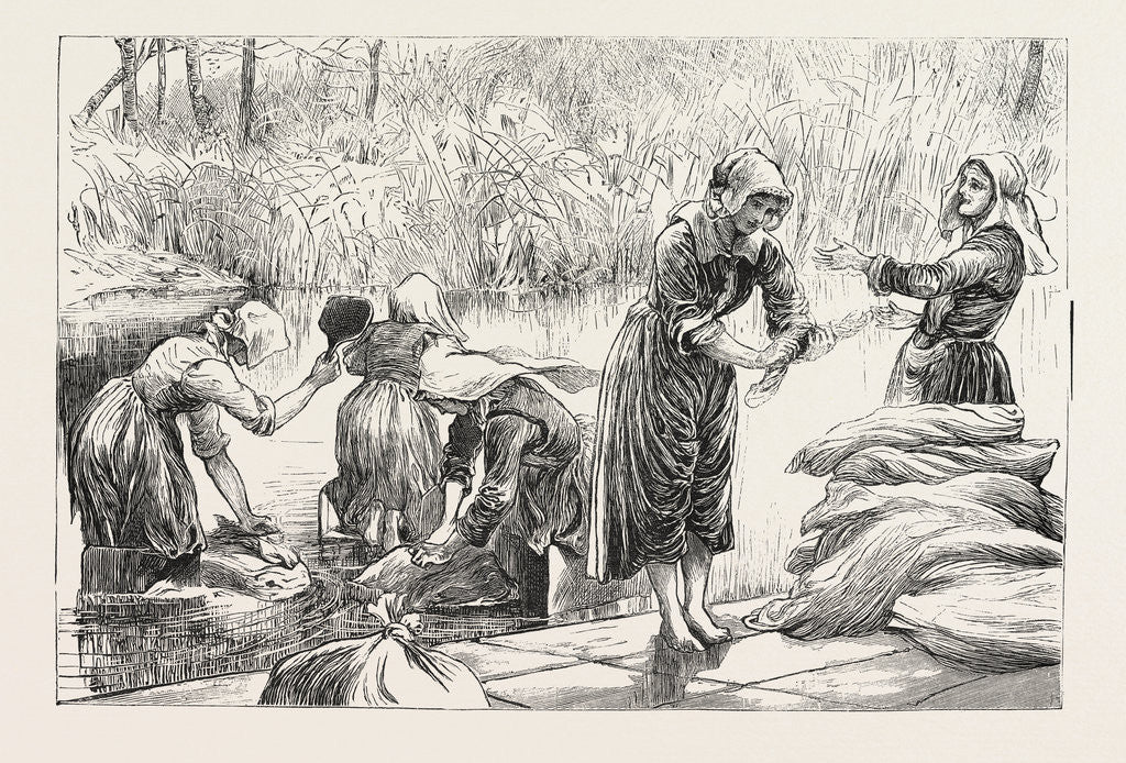 Detail of Sketches in Brittany, France, Women of Vannes Washing by Anonymous