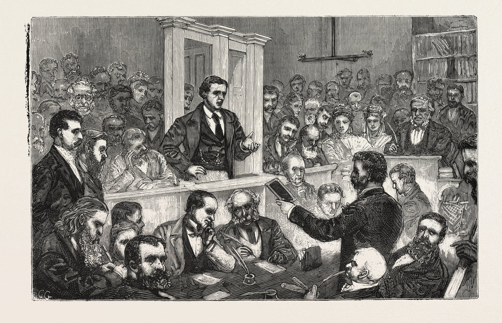 Detail of The Dr. Slade Prosecution, Sketch in Court During the Second Hearing, Re-Examination of Professor Lankester by Anonymous
