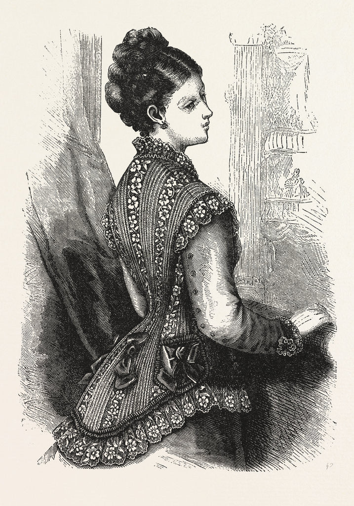 Detail of Fashion, Net Insertion and Lace Sleeveless Jacket by Anonymous