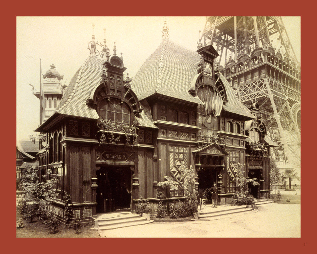 Detail of Pavilion of Nicaragua and Base of the Eiffel Tower, Paris Exposition, 1889 by Anonymous