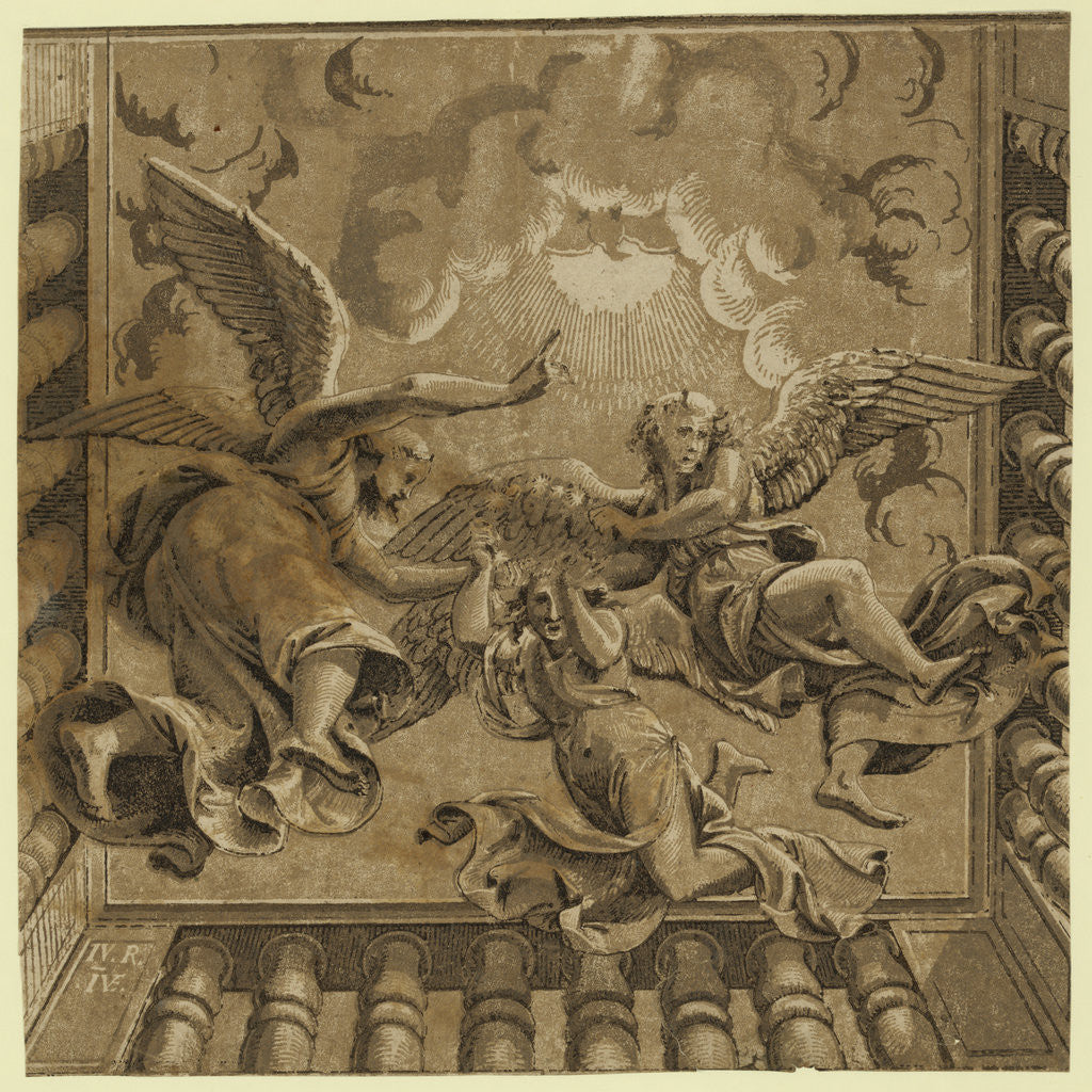 Detail of Ceiling with Three Angels, Between Ca. 1515 and 1535 by Anonymous