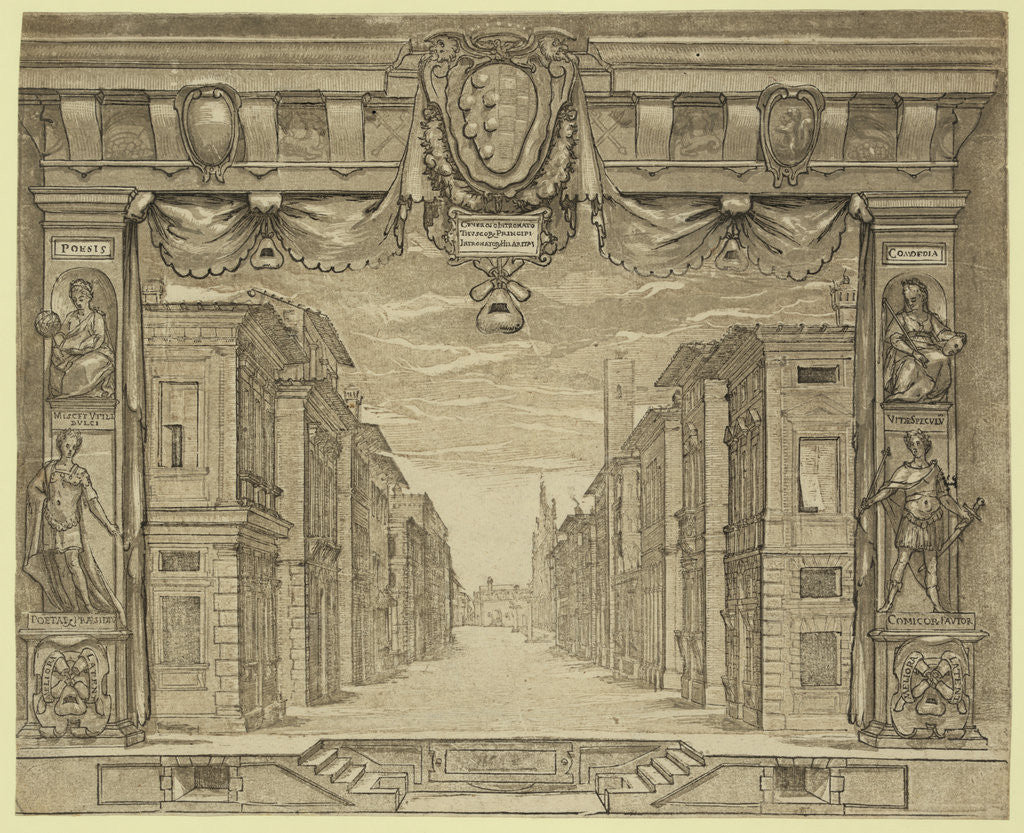 Detail of Stage Design for L'Ortensio, 1589, Bolsi, Girolamo by Anonymous