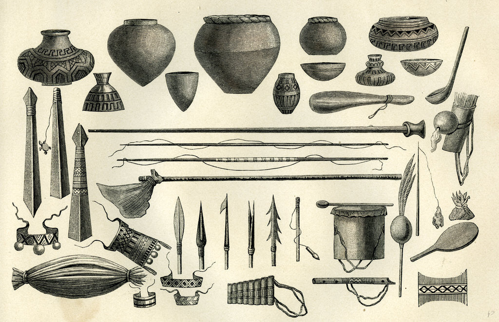 Detail of Objects of the Chontaquiros Indians 1869 Peru by Anonymous