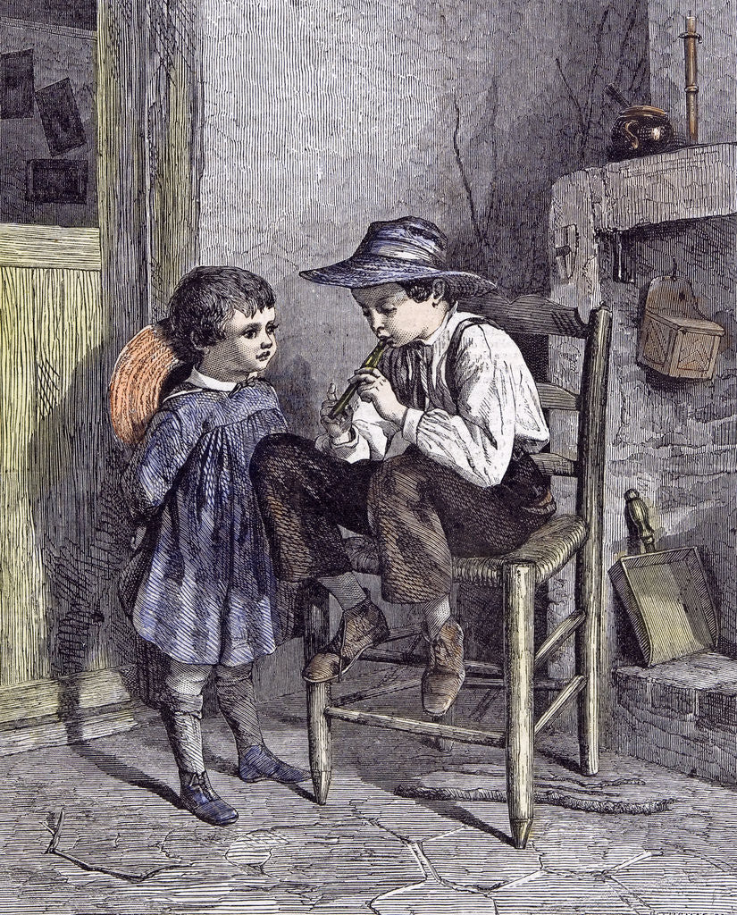 Detail of The Lesson on the Flageolet Children 1860 by Anonymous