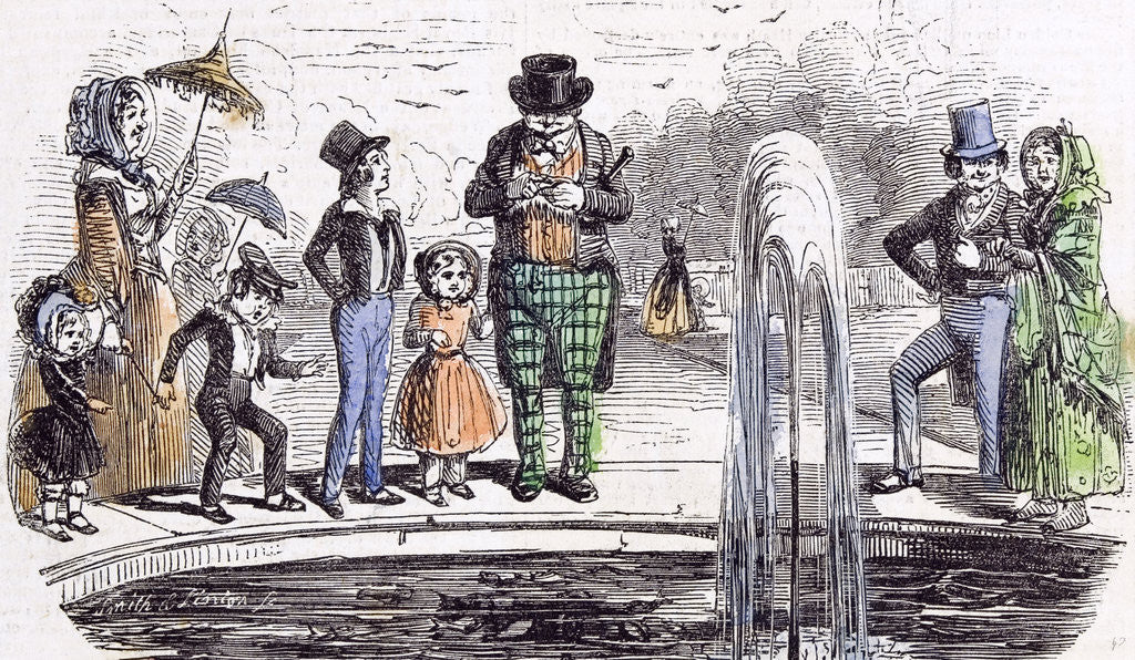 Detail of Holiday Group in Hampton Court Gardens London 1843 by Anonymous