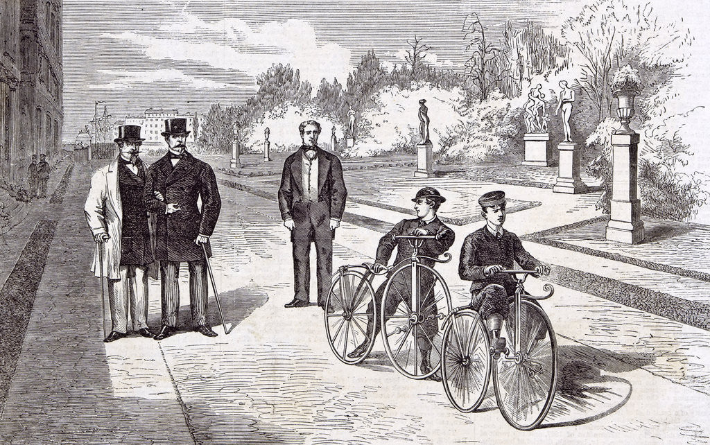 Detail of Bicycles in the Garden of the Tuileries Paris 1869 by Anonymous