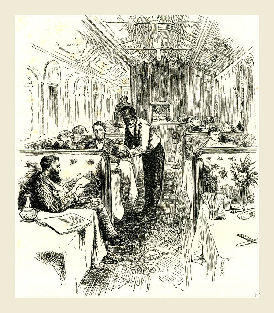 Detail of A Pullman Dining Car, 1891 by Anonymous