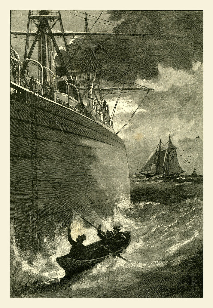 Detail of Taking the Pilot on board off New York, 1891 by Anonymous