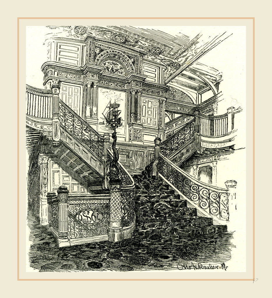 Detail of A Staircase of the Steamer Puritan, 1891 by Anonymous