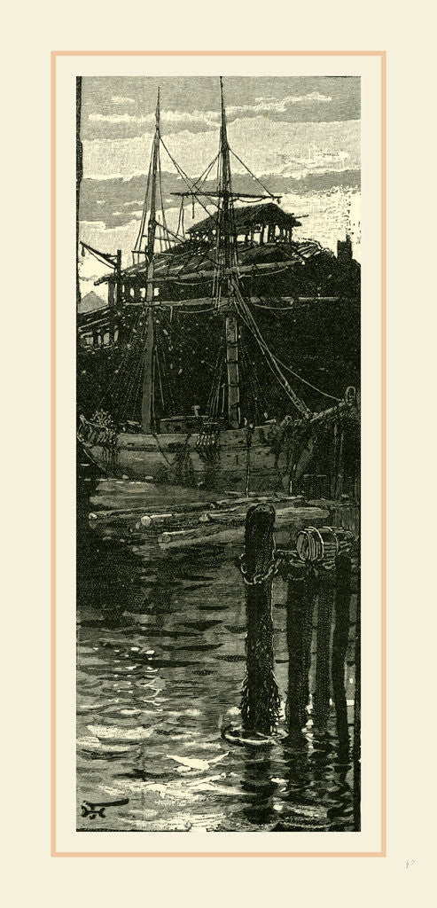 Detail of Harbour and Wharves of Salem, New England, 19th century by Anonymous