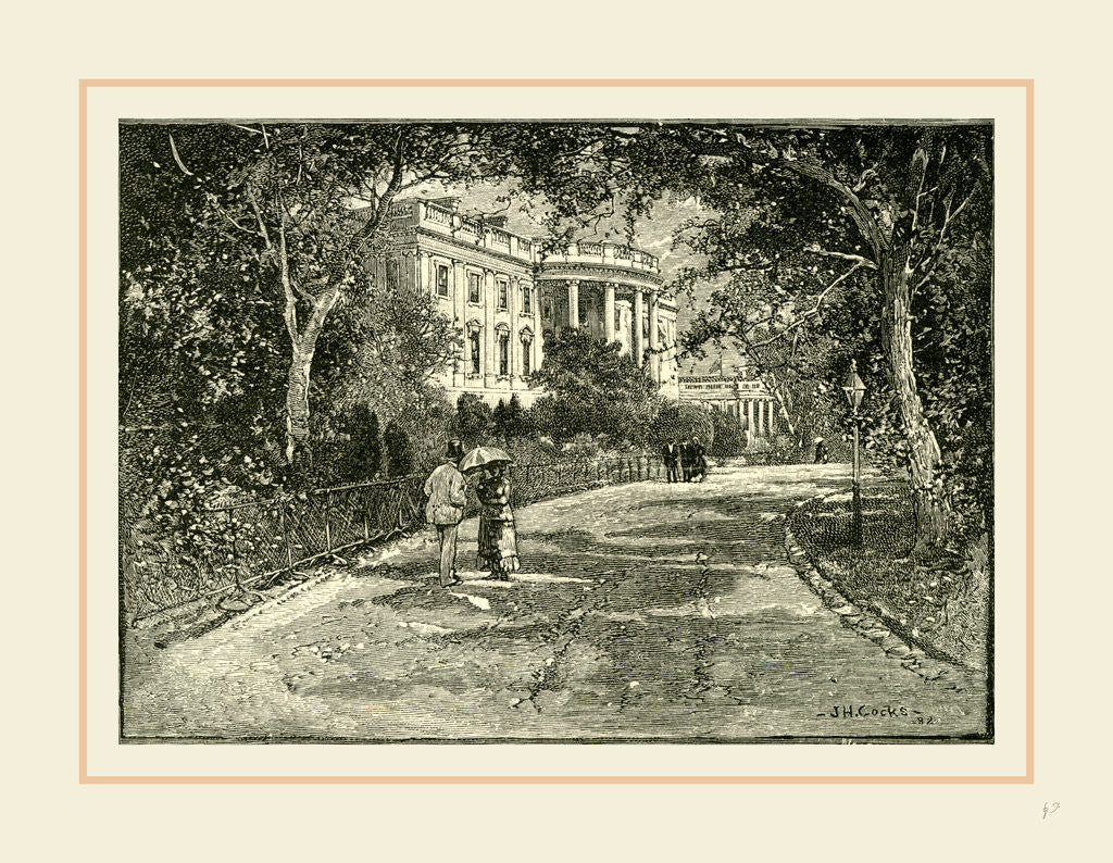 Detail of The Rear of the White House, Washington, 19th century by Anonymous