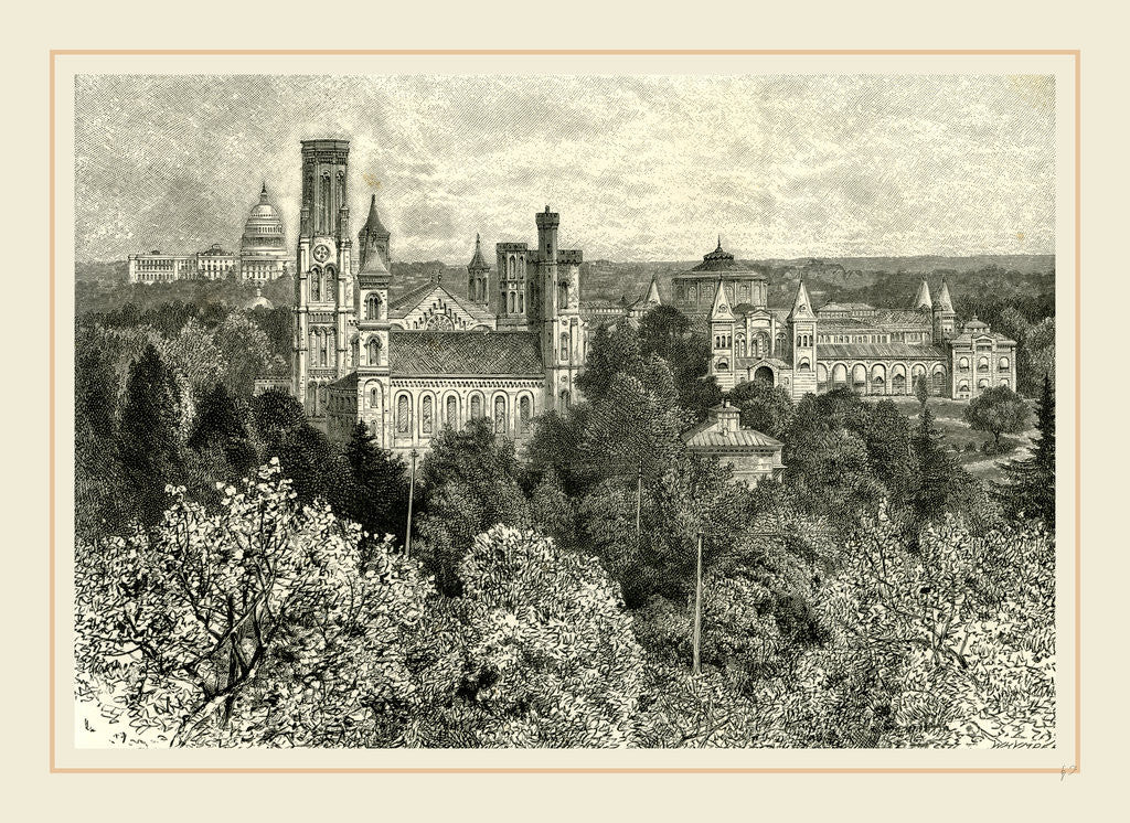 Detail of The Smithsonian Institution at Washington, 19th Century, America by Anonymous