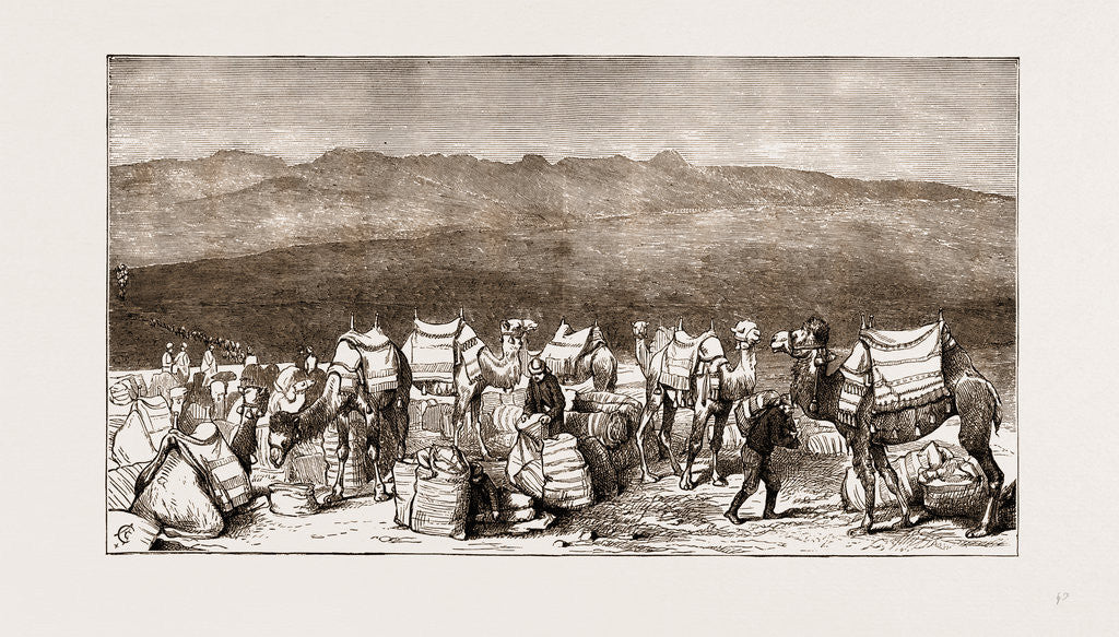 Detail of The Famine In Asia Minor, 1875: Departure From Celephkia Of A Convoy With Grain Sent By The Khedive Of Egypt by Anonymous