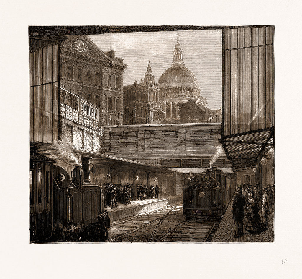 Detail of A Peep At St. Paul's And the Times Office From Underground, London by Anonymous