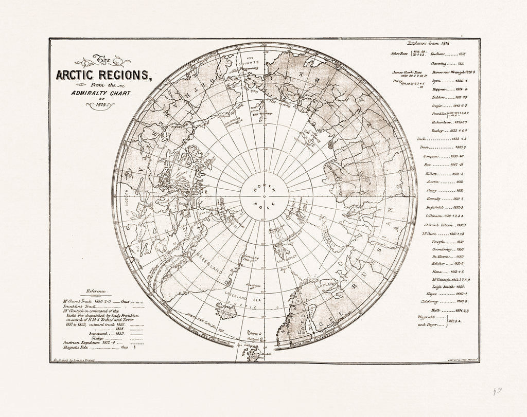 Detail of The Arctic Expedition: Chart Of The Polar Regions, 1875 by Anonymous