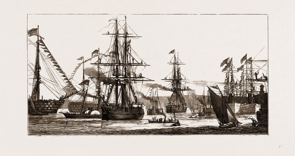 Detail of Departure Of The Arctic Expedition: The alert And The discovery Leaving Portsmouth Harbour by Anonymous