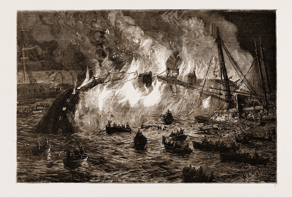 Detail of Burning Of The French Ironclad richelieu At Toulon, France by Anonymous