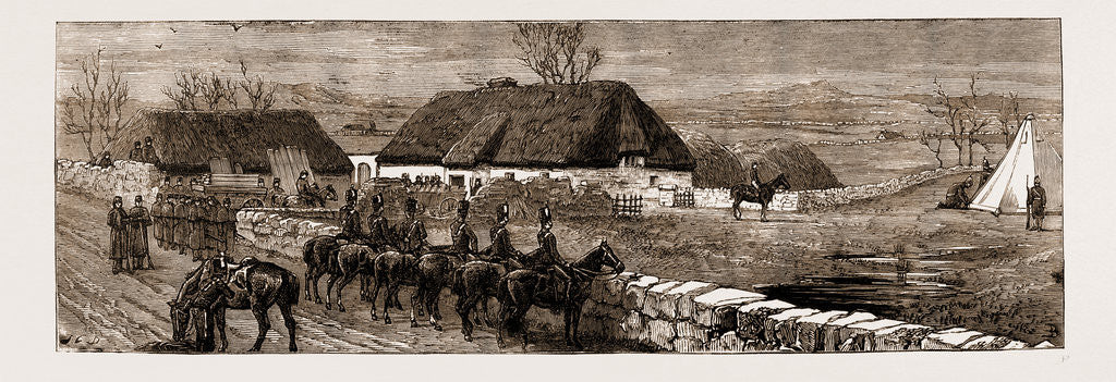 Detail of The Land Agitation In Ireland: Erecting A Police Hut At New Pallas, Limerick by Anonymous