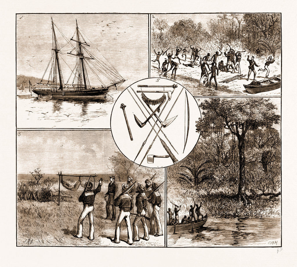 Detail of The Massacre Of Lieut. Bower And Five Seamen Of H.M.S. Sandfly In The Solomon Island by Anonymous