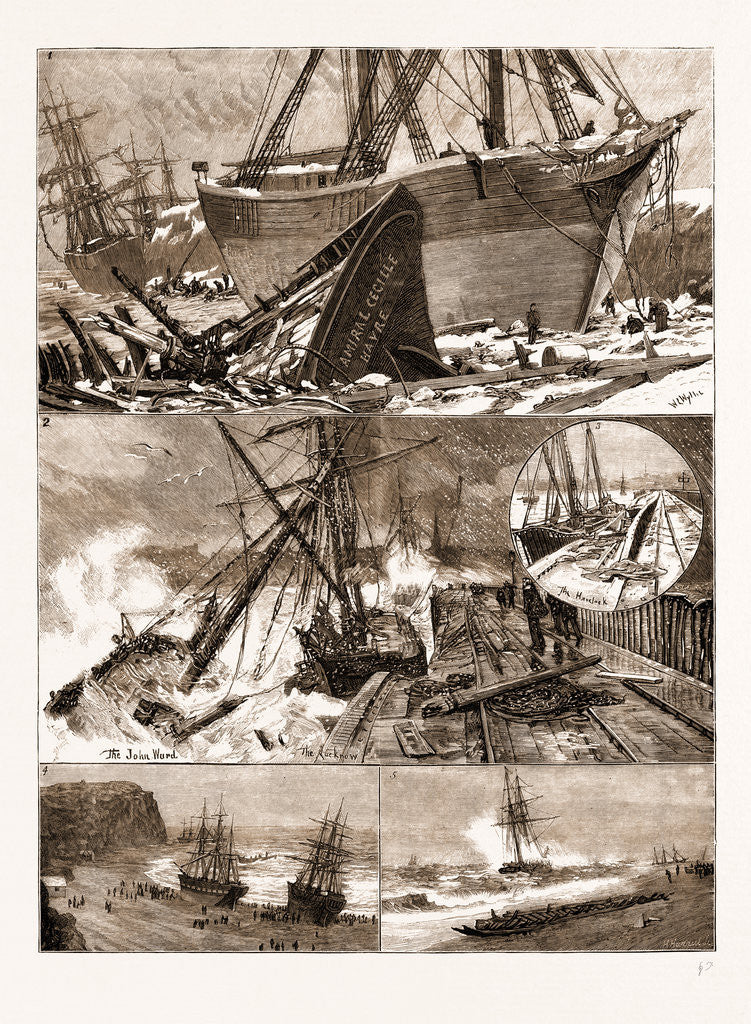 Detail of The Great Snowstorm And Gale, Wrecks On The Coast by Anonymous