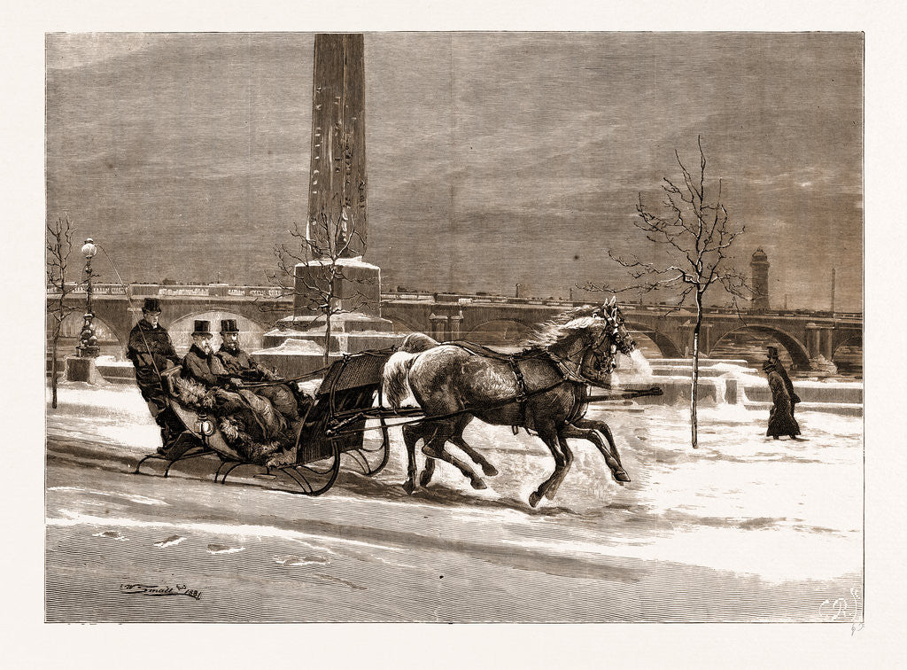Detail of The Late Frost: The Prince Of Wales Sleighing On The Thames Embankment, UK by Anonymous
