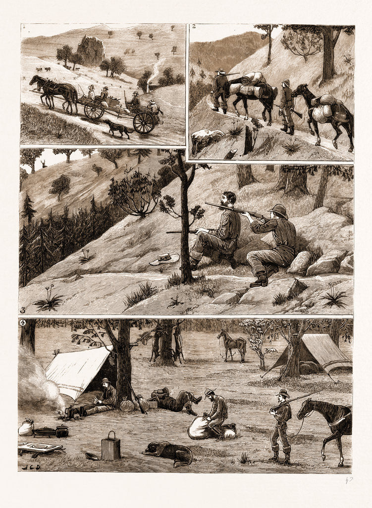 Detail of Deer Hunting In The coast Range Mountains by Anonymous