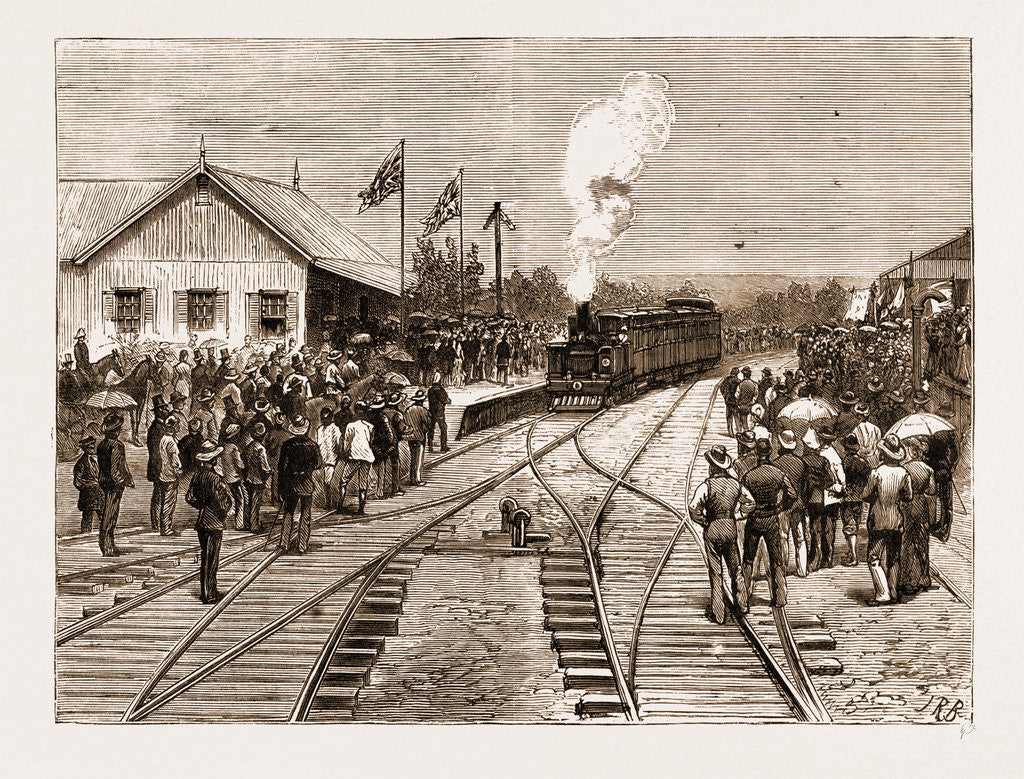 Detail of Opening Of The Durban And Pietermaritzburg Railway: Arrival Of The First Train At Pietermaritzburg, South Africa by Anonymous