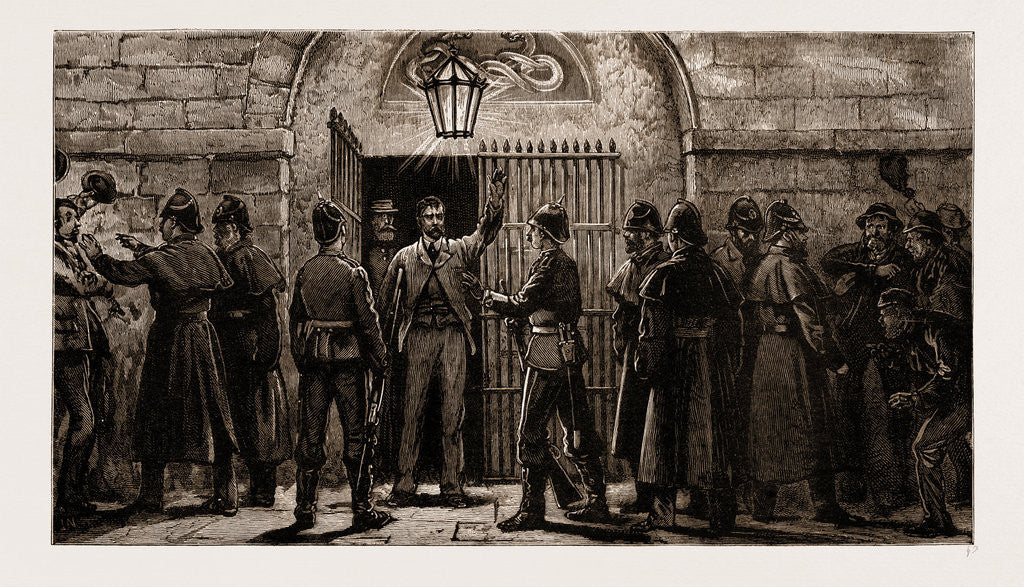 Detail of The Land Agitation In Ireland, 1881: The Coercion Act: Arrival Of scrab Nally At Kilmainham Prison by Anonymous