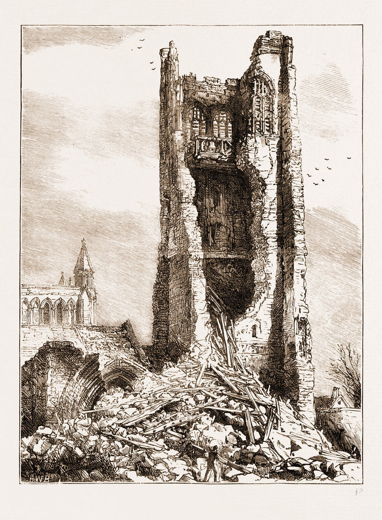 Detail of The Fall Of The Tower Of St. John's Church, Chester by Anonymous