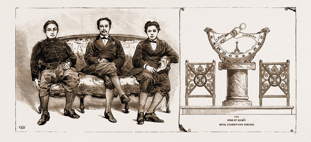 Detail of The King Of Siam And Two Of His Brothers, New Sundial Constructed For The King by Anonymous