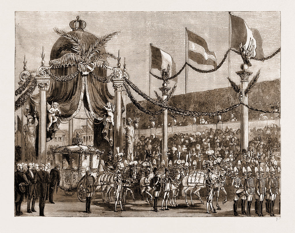 Detail of The Royal Wedding In Austria: State Entry Of The Princess Stephanie Into Vienna, 1881: The Burgomaster Presenting The Address Of Welcome by Anonymous