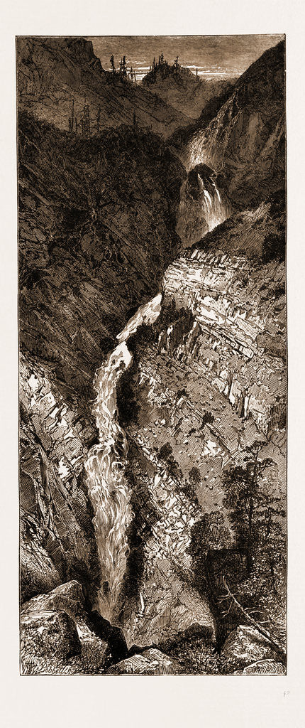 Detail of Picturesque America: Elk Lake Cascade, Rocky Mountains by Anonymous