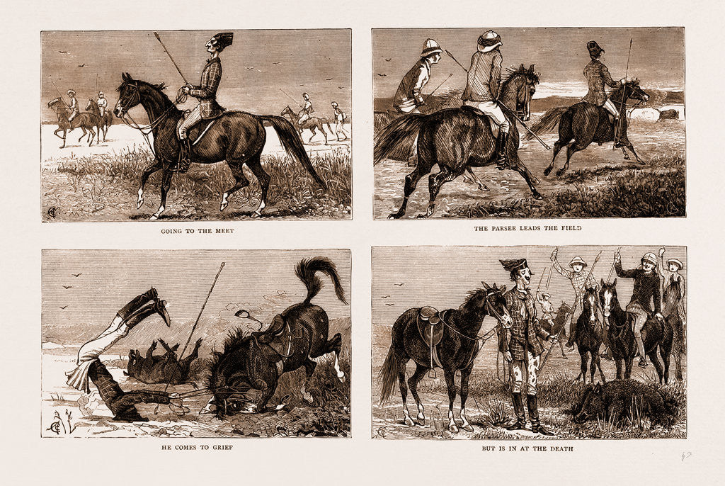 Detail of The Sporting Parsee At A Hog Hunt: Going To The Meet by Anonymous