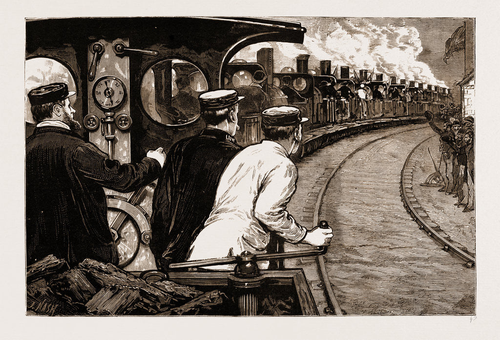 Detail of The Stephenson Centenary Celebration At Newcastle-on-tyne: Procession Of Locomotives Passing The House At Wylam, Newcastle by Anonymous