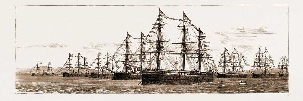Detail of British And Foreign Ships Of War In The Bay Celebrating Her Majesty's Birthday, 1881 by Anonymous