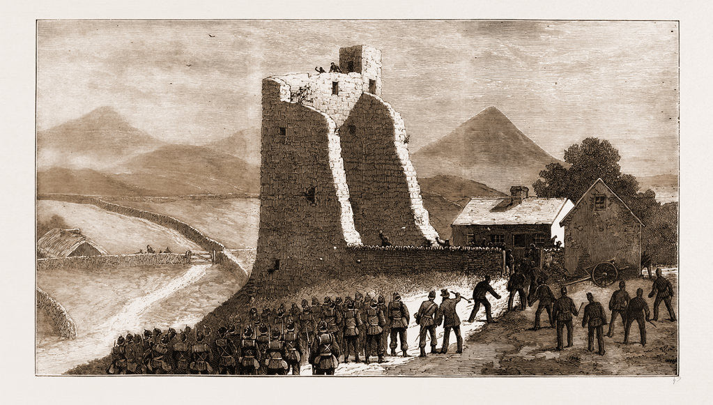 Detail of The Land Agitation In Ireland, 1881: Storming Castletown Castle At New Pallas by Anonymous