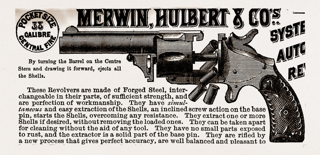Detail of Merwin, Hulbert & Co, 83 Chambers St, New York, System Automatic Revolvers by Anonymous