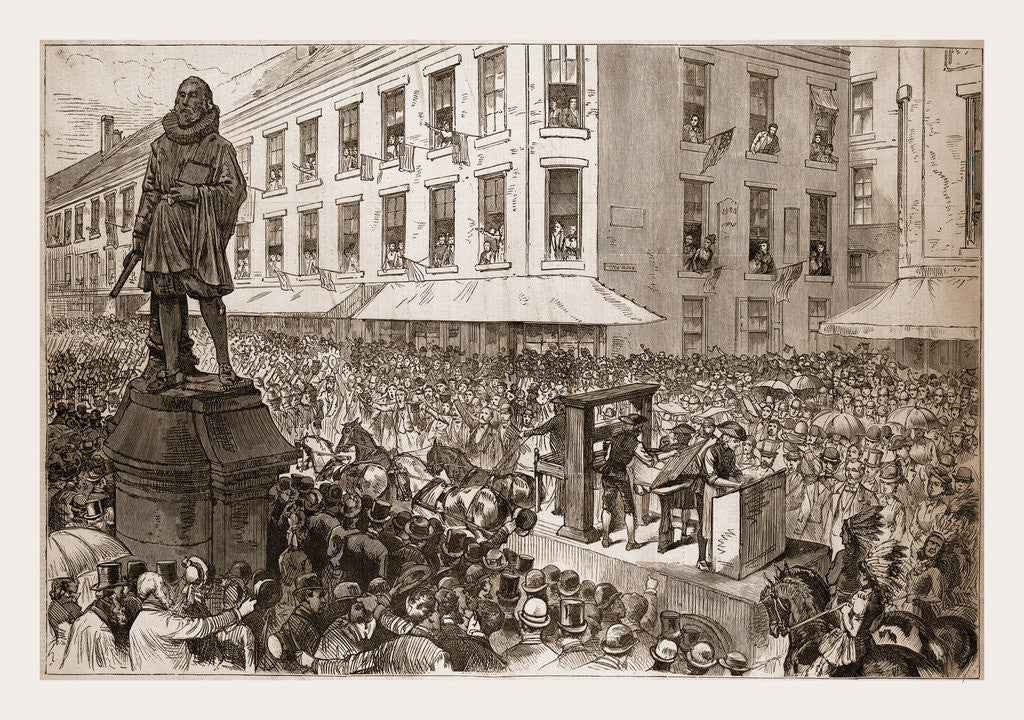 Detail of The Boston Celebration—the Procession Passing The Winthrop Statue by Anonymous